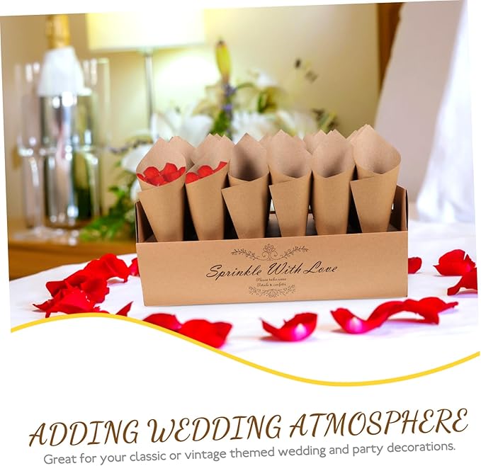 CIMAXIC 30-hole Kraft Paper Cones Box Set Wedding Party Favor Box Confetti Cone - Image 2