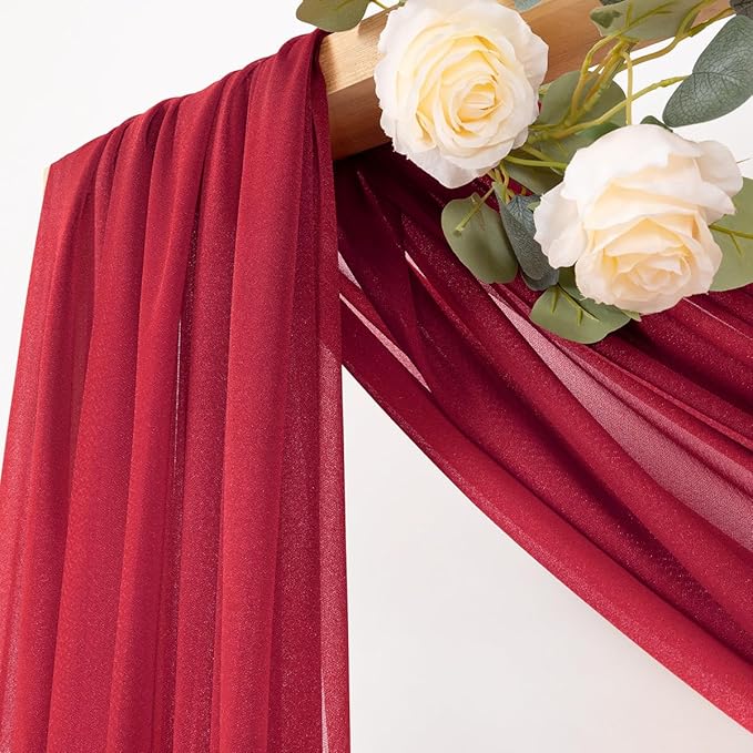 MLMC Red Wedding Arch Draping Fabric 1 Panel 29" x 20 FT Extra Long Gauze - Image 2