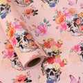Aimyoo Gothic Wrapping Paper Roll, 17 Inch X 33 Feet Skull Floral Butterfly by Aimyoo
