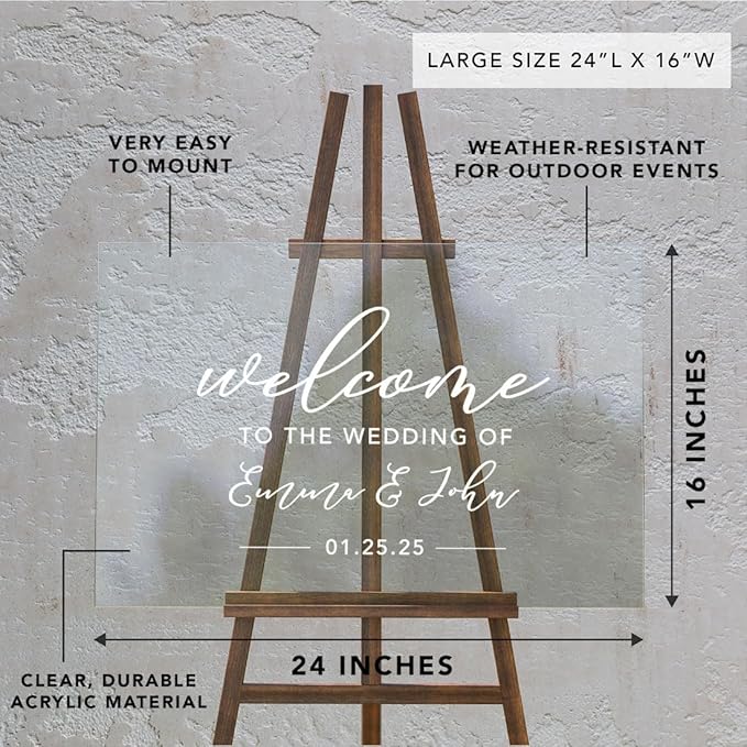 Andaz Press Custom Large Wedding Acrylic Sign, 16 x 24 Inches, Personalized Sign - Image 7