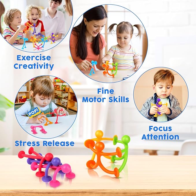 OleOletOy Suction Fidget Toys for Kids: 42 Pack Suction Cup People Toys - Image 5