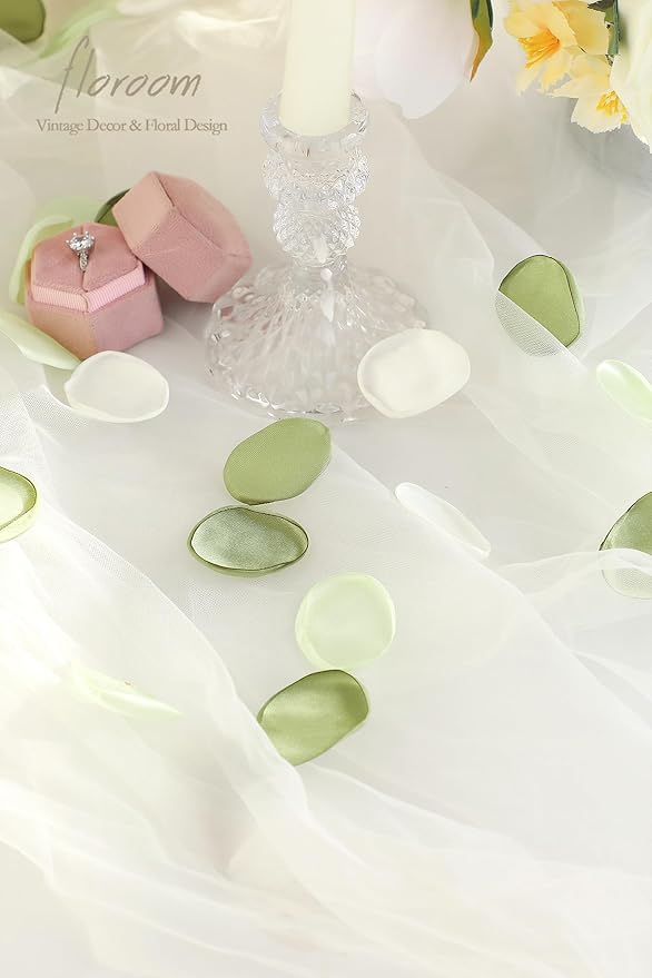 Floroom 300pcs Rose Petals Sage Green Elf Green Faux Silk Flower Petals - Image 2