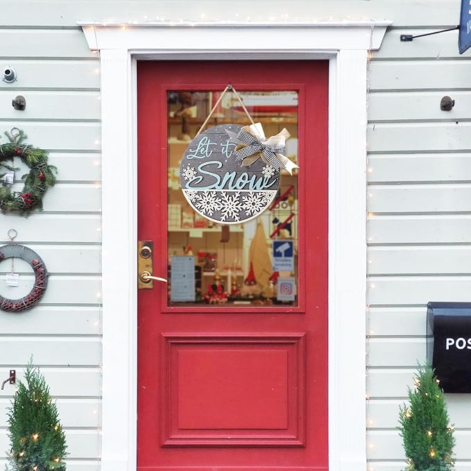 CHDITB Let It Snow Winter Decoration Sign, 3D Snowflake Xmas Winter Front Door - Image 7
