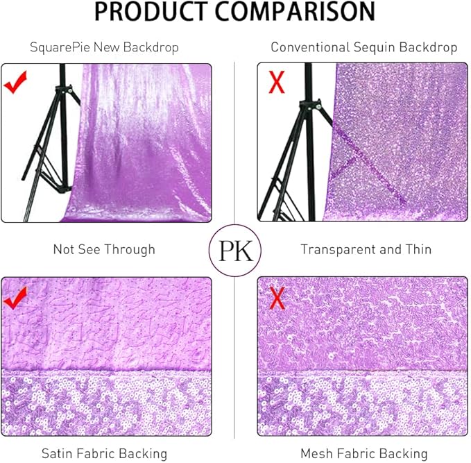 SquarePie Sequin Backdrop Less Transparent Background Sparkly Curtain - Image 3