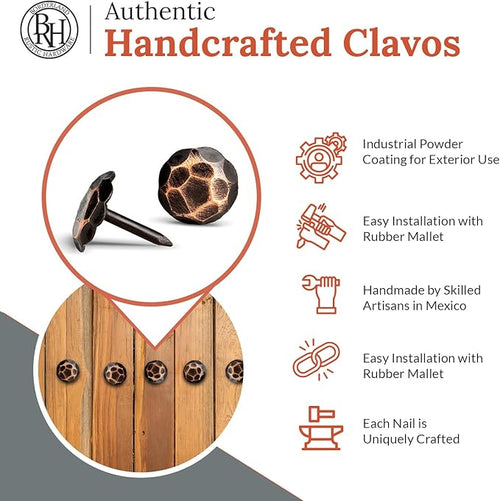 10 Pack 0.75" Round Head Iron Clavos Decorative Nails – Oil Rubbed Bronze – - Image 2