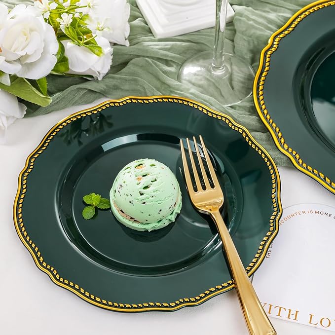 Hioasis 60pcs Green Plastic Plates - Image 7
