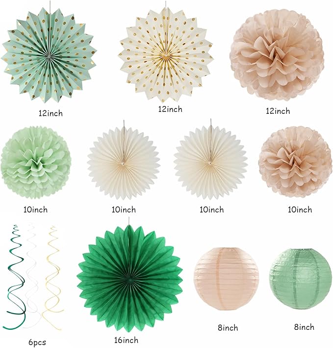 Olive-Sage Green Beige Champagne-Gold Party-Decorations - Image 2