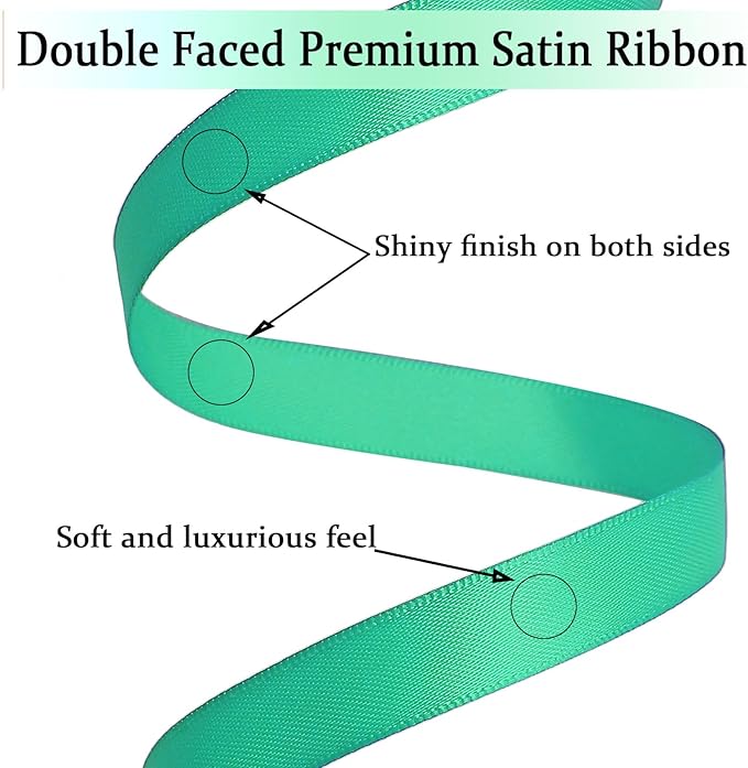 Aqua Satin Ribbon Double Faced Satin 1/2 inch x 55 Yards Polyester Ribbon - Image 3