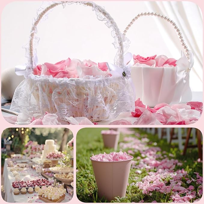 180 PCS Real Pink White Rose Flower Petals Confetti - Image 2