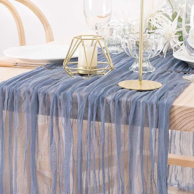 MLMW 10 Pack Dusty Blue Table Runner Cheesecloth Gender Reveal Boho Gauze - Image 3