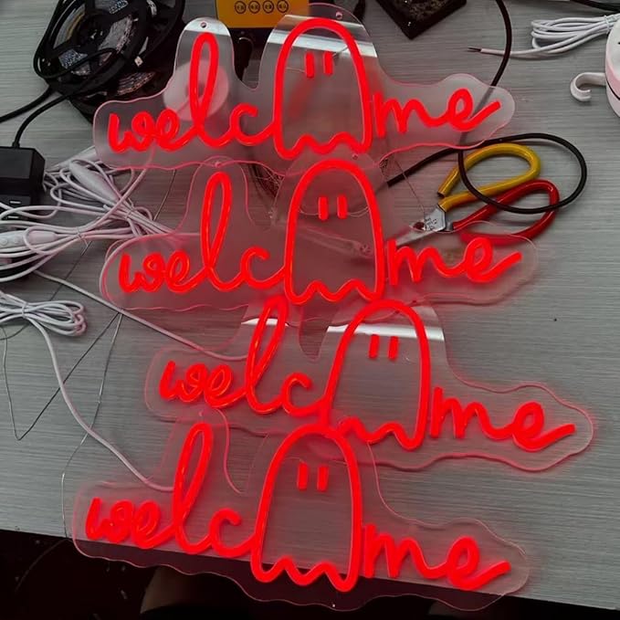 Halloween Welcome Ghouls Neon Sign, Spooky Ghost LED Halloween Decor, Haunted - Image 7