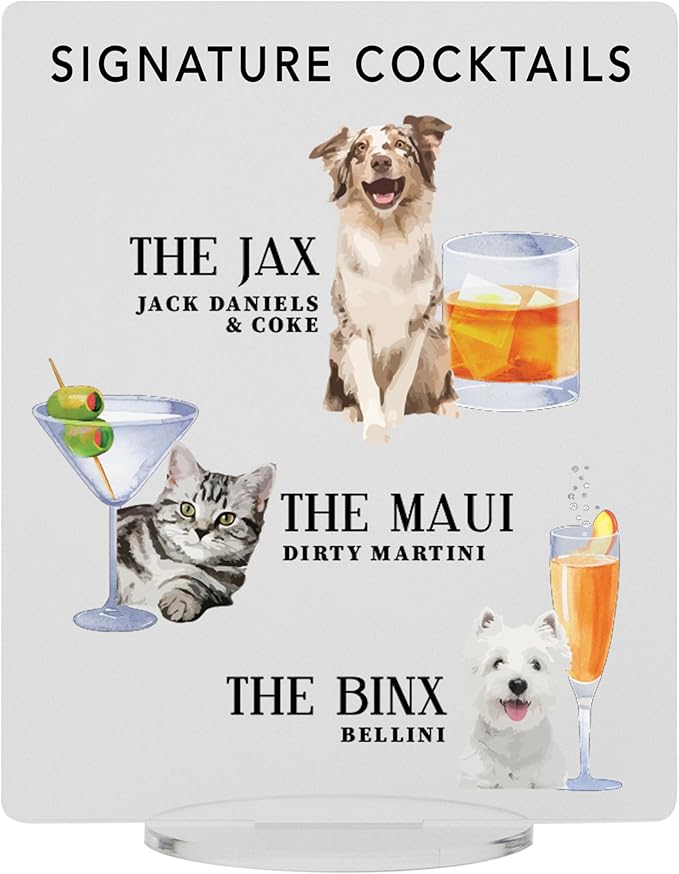 Pet Signature Drink Wedding Signs by Elation+Factory+Co.