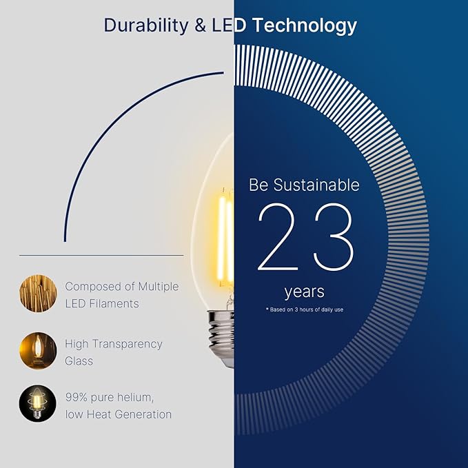 FLSNT 100W Equivalent LED Candelabra Bulbs, 800LM Dimmable LED Chandelier Light - Image 3