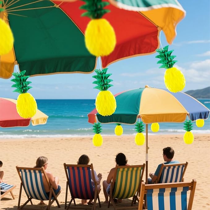 6 Pack 14 Inch Pineapple Honeycomb Decorations, Standing Tissue Paper - Image 4
