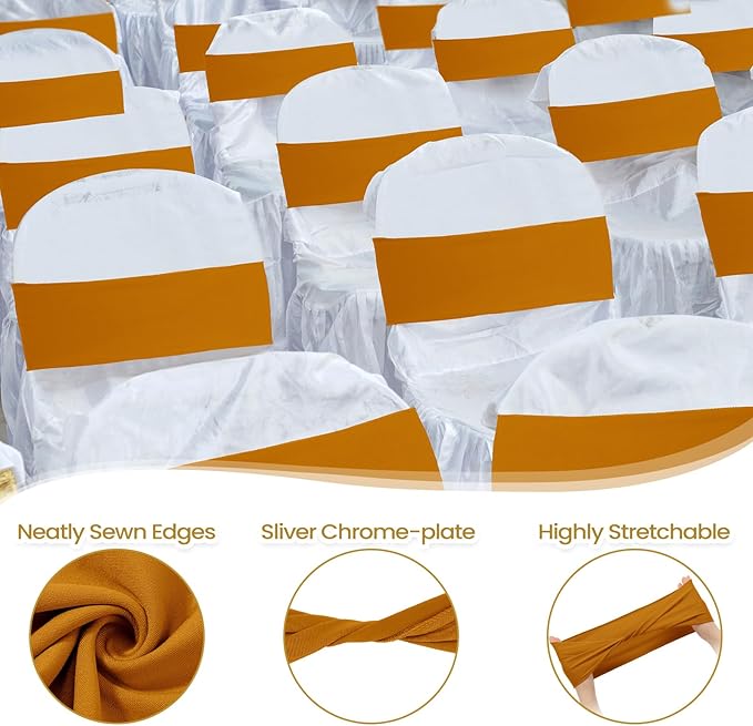 Kinlop 50 Pcs Spandex Chair Sashes Bows Chair BB0C3V65Z6Tands Slider Sashes - Image 3