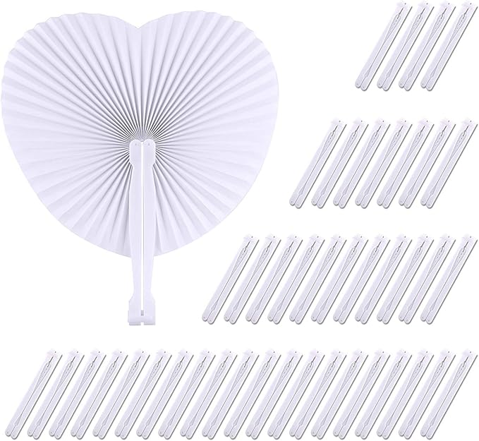 Zwin 60PCS Heart Shaped Folding Paper Fans - Image 2