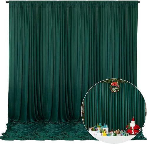 10 x 10 Feet Dark Green Backdrop Curtain by ZEBMOON