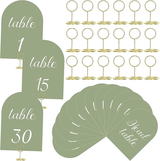 Green and White Table Numbers 1-30 by CroBlissful