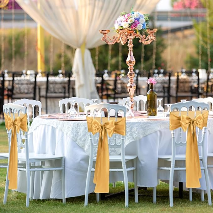 Satin Chair Sashes Bows Universal Chair Ribbon Ties Back Sash - Image 6