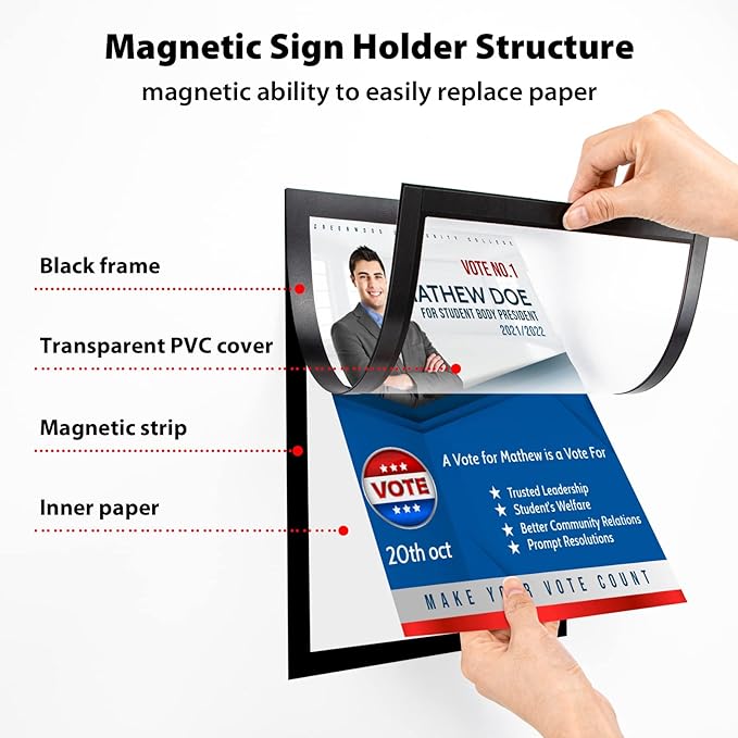 8.5" x 11" Magnetic Self-Adhesive Display Frame, Double Sided Window Magnetic - Image 6