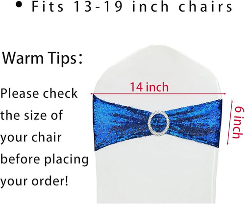 10 Pcs Chair Sashes Sequin Stretch Chair Bands Spandex Polyester Bows - Image 2