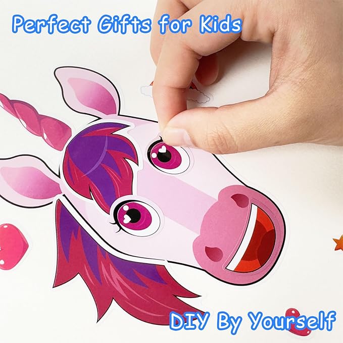 Aowplc 42 Sheets Unicorn Make‑a‑Face Stickers, Fantasy Party Favors, Crafts & - Image 5