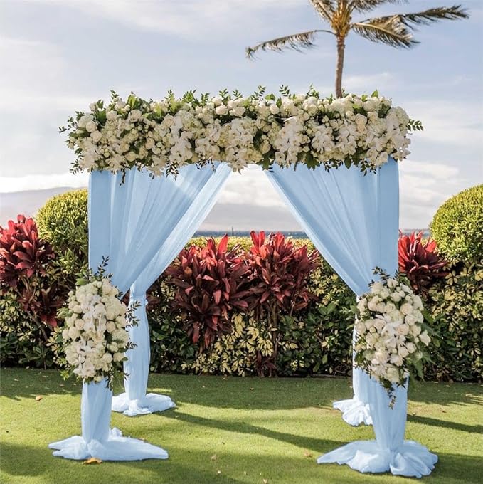 Wedding Arch Draping Fabric 2 Panels 30'' x 18FT Baby Blue Sheer Chiffon Arch - Image 5