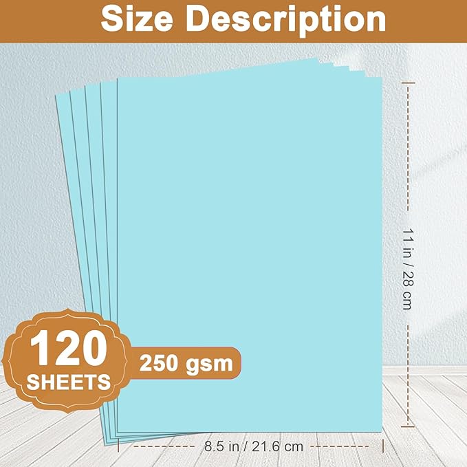 120 Sheets Light Blue Cardstock 8.5 x 11 Craft Paper, 250gsm/92lb Heavyweight - Image 2