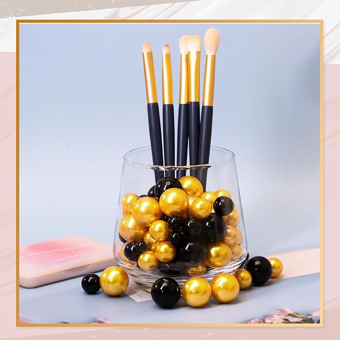 300Pcs Vase Filler Black and Golden Yellow No Hole Faux Pearl Beads - Image 4