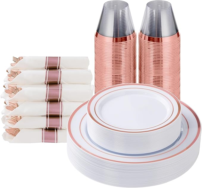 Goodluck 175 Piece Rose Gold Plastic Dinnerware Set by GoodLuck