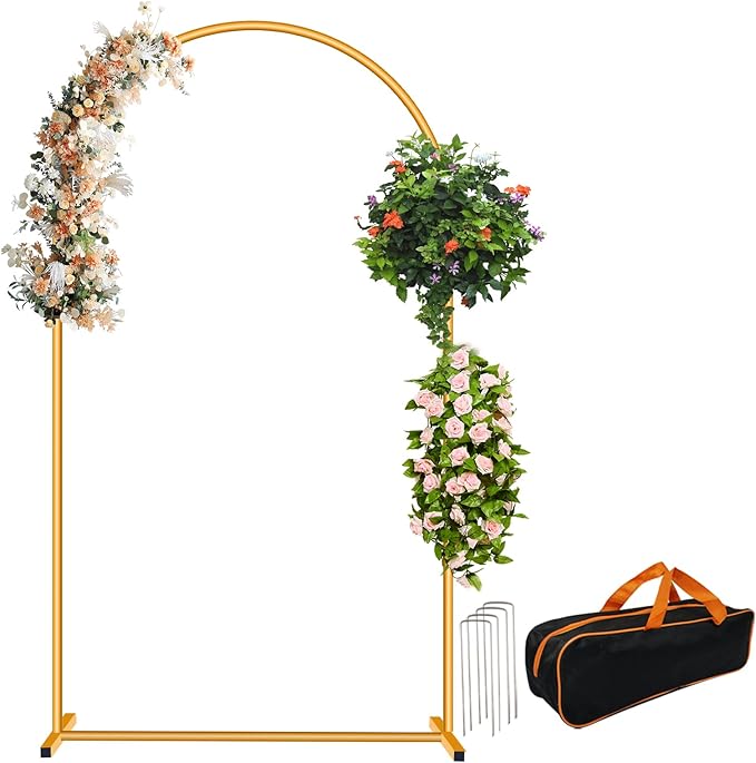 Metal Arch Backdrop Stand Set- Heavy Duty Rust-Proof Wedding Decoration Frame by Eco+Moda