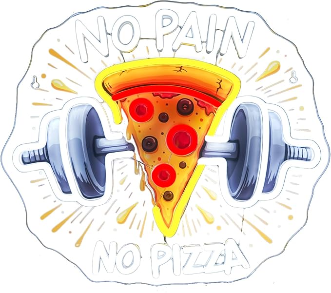 Lucunstar Gym Neon Sign No Pain No Pizza UV Printed Light Signs - Image 8