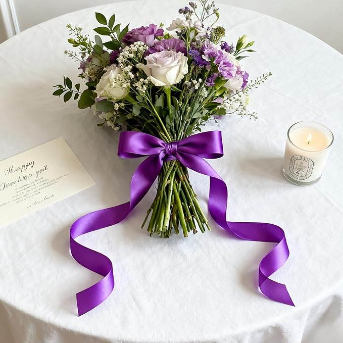 NESCCI 100 Yards Ribbon, 1-1/2 Inch Purple Satin Ribbon, Single Face Satin - Image 3