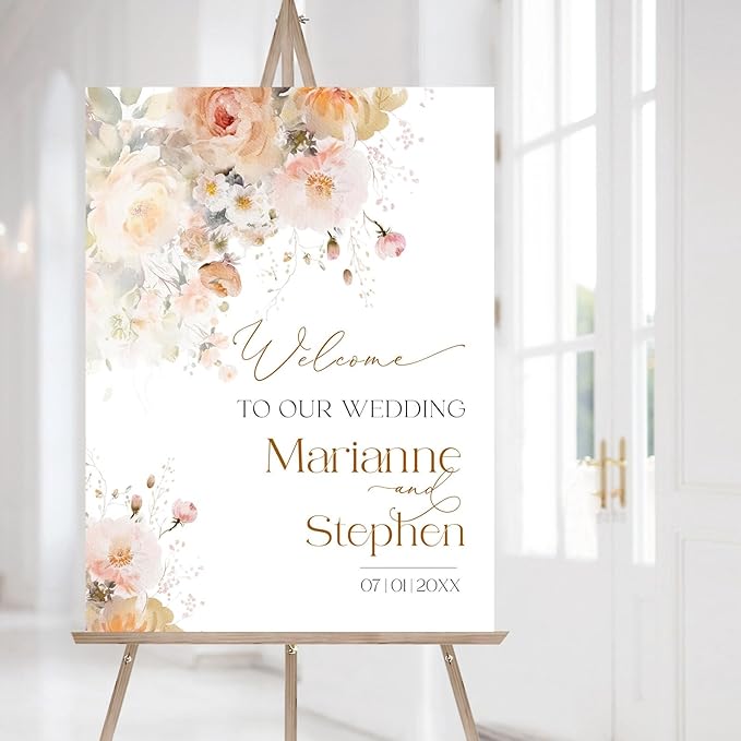 Personalized Wedding Welcome Sign, Flowers Wedding Welcome Sign, Wedding - Image 3