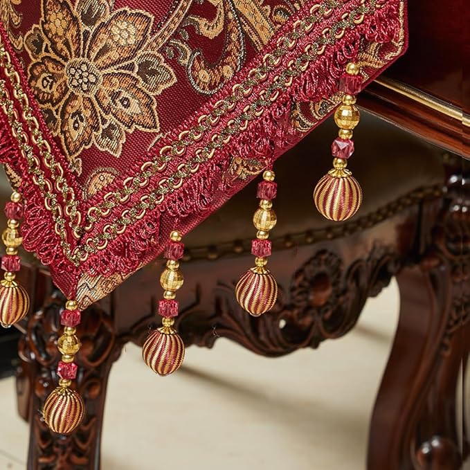 Luxury Vintage Table Runners 108 inches Long Embroidery Jacquard Fabric - Image 4