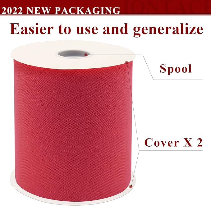 Coral Tulle Fabric Rolls 6 Inch by 200 Yards Fabric Spool Tulle Ribbon - Image 2