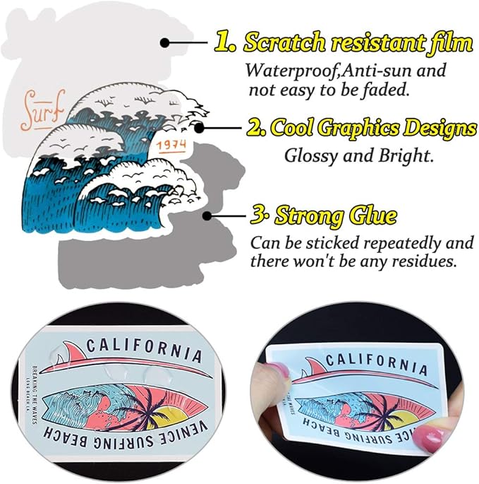 Surf Stickers for Teens Girls Boys Surfing Laptop Stickers for Water Bottles - Image 4