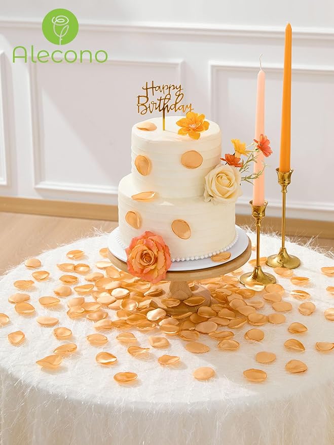 Alecono  Silk Rose Petals, Fake Champagne Golden Petals - Image 4