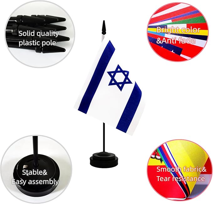 2 Pack Israel Desk Flag, Israeli Table Office Flag - Image 3
