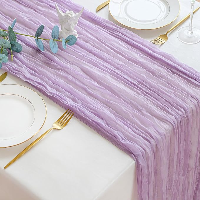 Sioloc 1 Pack Lilac Purple Lavender Cheesecloth Table Runner Fall Autumn Decor - Image 5