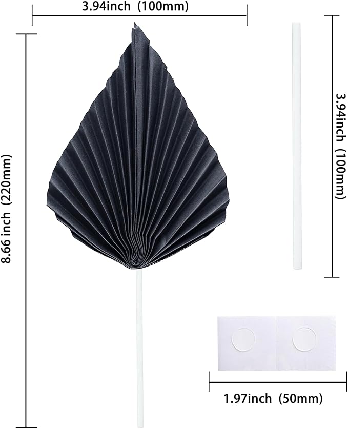 Gyufise 6Pcs Paper Palm Fan Cake Toppers Palm Spear Leaves Fan Cupcake Toppers - Image 2