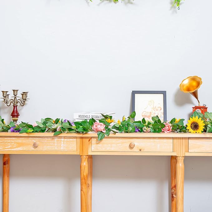 Naidiler Artificial Flower Garland, Sunflower & Rose Vines, Boho Wedding & - Image 6