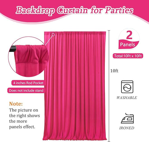 10 x 10 Feet Fuchsia Backdrop Curtain - Image 2
