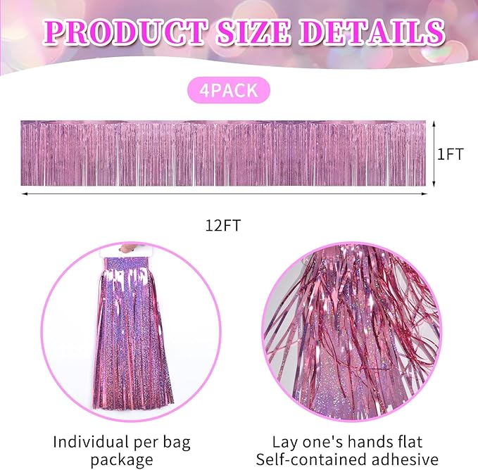 Laser Pink Birthday Decorations Tinsel Garland Parade Float Decorations - Image 5