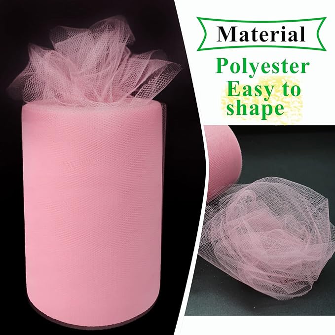 Pink Tulle Fabric Rolls 6 Inch by 100 Yards Fabric Spool Tulle Ribbon - Image 4