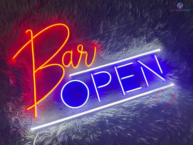 NEONGRAND Neon Bar Sign, Open Neon Sign, 30x20 inches, Wall Mount, Bar by NEONGRAND