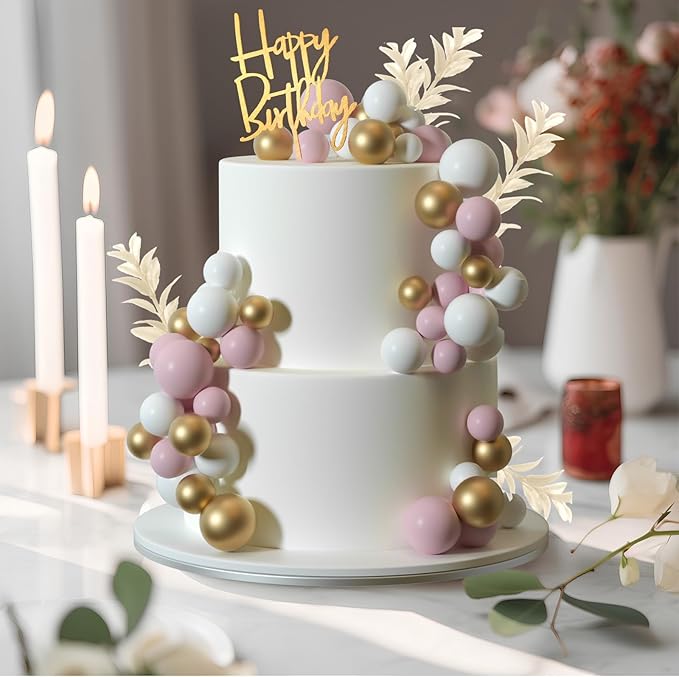MIAHART Ball Cake Toppers Boho Grass Cake Topper Ball Cake Insert Decoration - Image 3