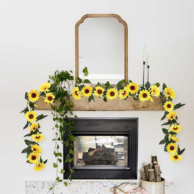 Uieke 3 Pack Artificial Sunflower Garland, 7.5ft/Strand Silk Sunflowers Hanging - Image 2
