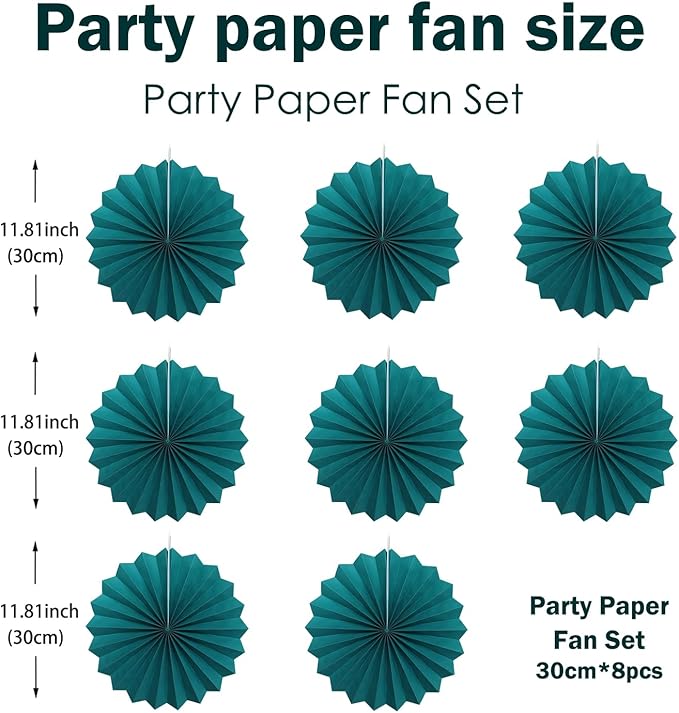 Green Birthday Decorations, DIY Green Paper Fans Hanging Decoration, Party - Image 2