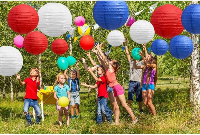 BEISHIDA 21 Pcs Red Blue White Round Paper Lanterns Decorative Hanging Asia - Image 4